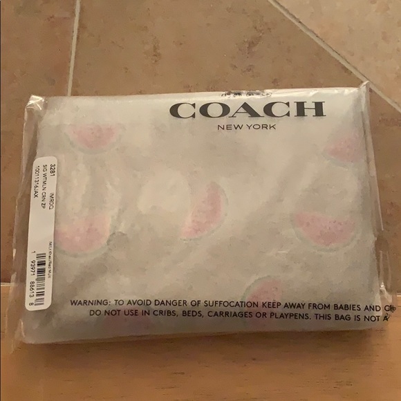 Coach Graphic Monogrammed Scattered Watermelon Print Zip Wristlet. - Picture 4 of 5